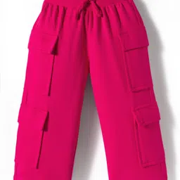 UCB Terry Knit Full Length Solid Color Lounge Pant with Cargo Pockets - Fuchsia-picture-1