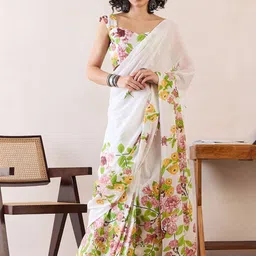 Mitera Floral Ready to Wear Block Print Saree-picture-2