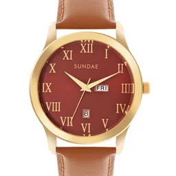 SUNDAE Men Brass Dial & Leather Straps Analogue Watch 788904 M-31 IGP L.B.-5-51
