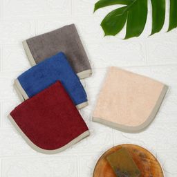 Creeva 4 Pcs Multicoloured 500 GSM Cotton Face Towels-30