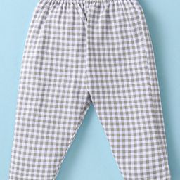 Zero Sinker KnitFull Sleeves Top and Lounge Pant Set with Bicycle Print - Beige & Grey image 4