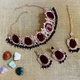 VATSALYA creation Women Maroon Jewellery Set-image-55