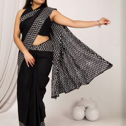Pinkcity Trade World Black Pure Cotton Ikat Sarees-picture-2