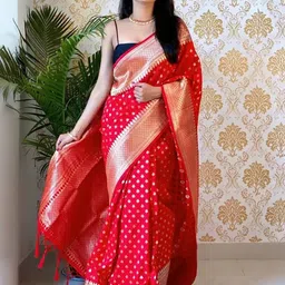 MORDEN MUSE Ethnic Motifs Woven Design Kanjeevaram Saree With Unstitched Blouse-picture-17