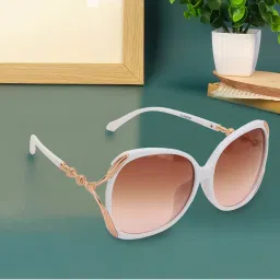 Carlton London Premium White & Rose Gold Toned UV Protected Lens Oversized Sunglass for Women (141)-picture-5