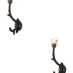 IndianShelf White and Yellow 2 Pieces Ceramic Star Wall Hooks-18