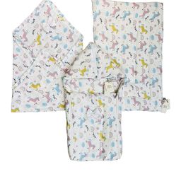 Fareto Infants White & Pink Printed Baby Bedding Essential Feeding Pillow Baby Bed Sets-5