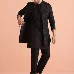 KISAH Men Regular Sequinned Kurta with Trousers image 3