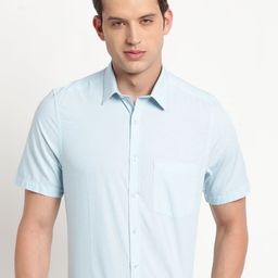 Turtle Spread Collar Short Sleeves Pure Cotton Classic Slim Fit Formal Shirt-image-60
