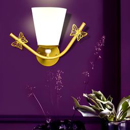 KINIS Gold-Toned & White Cylinder Shaped Wall Lamp & Bulb-58