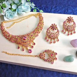 VATSALYA creation Alloy Gold- plated Pink Jewellery Set-50