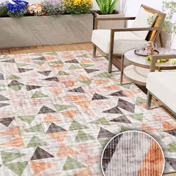 Kaleen India Green Geometric Anti-Skid Polyester Carpet-image-51
