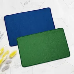 Aura 2 Pieces Blue & Green Microfibre Anti-Skid Doormats-image-94