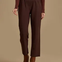 Kazo Women Relaxed Straight Fit High-Rise Trousers-image-50