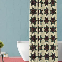 ArtzFolio Yellow and Green Floral Printed Waterproof Shower Curtain-17