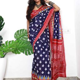 HERE&NOW Ethnic Motifs Pure Cotton Bagru Saree-image-86