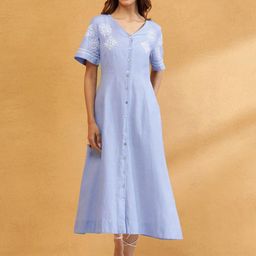 Fabindia Women Embroidered A-Line Dress-image-66