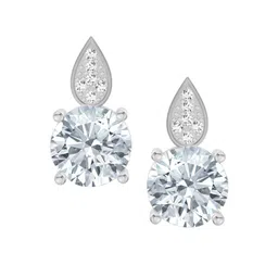 Sparkles Lab Grown Diamond 3.27 Carat Round Dangle Earrings 14K White Gold-image-61