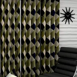 BELLA TRUE Green & White 3 Pieces Regular Long Door Curtain-image-53