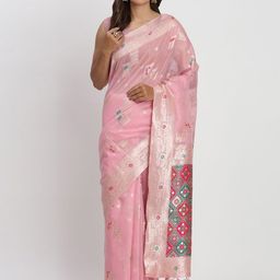 Astita Woven Design Zari Saree With Blouse Piece-19