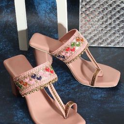 TWIN TOES Embellished Ethnic Block Sandals-image-41