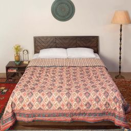 Fabindia Gulzar Red & Off-White Printed 180 GSM Cotton Single Bed Blanket Quilt-image-92