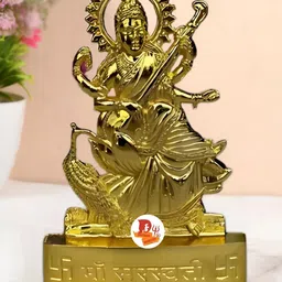 DARIDRA BHANJAN Gold-Toned Saraswati Religious Idol Showpiece-image-27