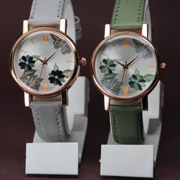 VIRAKTI Women Set Of 2 Brass Printed Dial & Leather Straps Analogue Watch-image-65