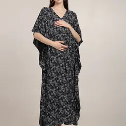CRAFTBAZAR Floral Print Slit Sleeve Maternity Kaftan Maxi Dress-image-54