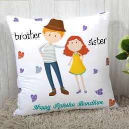 StyBuzz Raksha Bandhan Rakhi Gift Cushion Cover Brother Sister Print - White-image-72