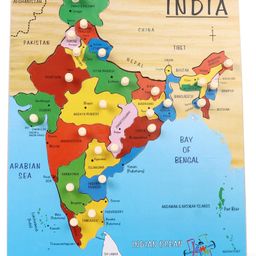 Kinder Creative Wooden India Map With Knobs Puzzle - Multicolor-picture-22