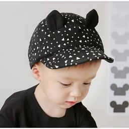 Ziory Cartoon Printed Cat Ear Baseball Cap - Black-19