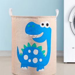 Babyhug Cotton Foldable Laundry bag Dino Print - Blue-12