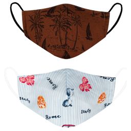 VEA Kids 3 Ply Cotton Face Masks Multi Print Pack of 2 - Beige Navy-image-58