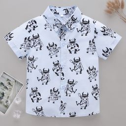 Kookie Kids Half Sleeves Shirt - Blue-image-2