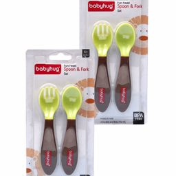 Babyhug Ergo Grip Spoon & Fork Set - Brown pack of 2-image-20