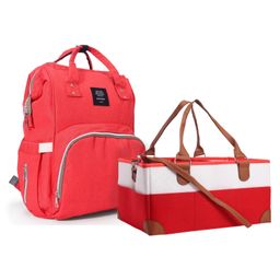 Baby Diaper Caddy Storage Bag White & Deep Pink  and Diaper Backpack Red-53