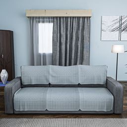 Kuber Industries Grey Checked Cotton Sofa Cover-image-73