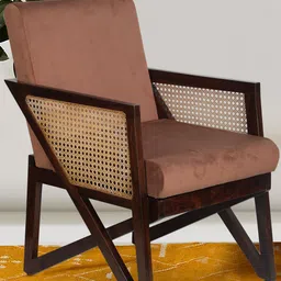 GLOBALLY INDIAN Champagne & Brown WoodenAccent-Style Arm Lounge Chair-image-13