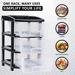 RUBOXA Transparent & Black 3-Layer Collapsible Multipurpose Organiser image 5