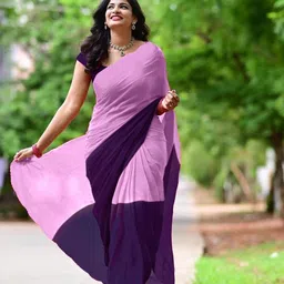 Mitera Colourblocked Poly Chiffon Saree-image-56