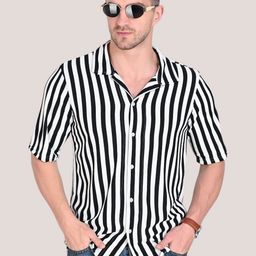 TRAQUILA Men Striped Polo Collar Monochrome T-shirt-image-40