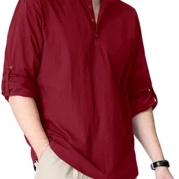 SHOPYCLICK Solid Cotton Blend Straight Kurta-image-20