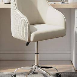 Doe Buck Beige Velvet Finish Adjustable Office Chair-image-93