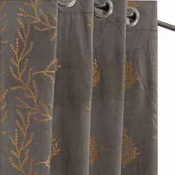 Aura Grey & Gold-toned 3 Pieces Printed Velvet Long Door Curtain-picture-25