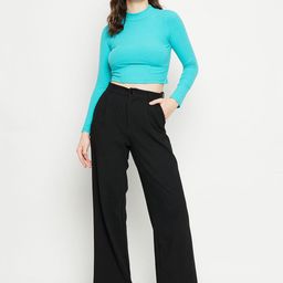 Madame Women Solid High Neck Cotton Top-image-8