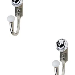 IndianShelf White and Black 2 Pieces Cock Printed Ceramic Wall Hooks-4