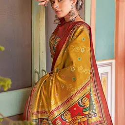 Mitera Kalamkari Silk Blend Tussar Saree image 5