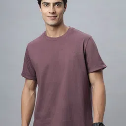 NEON CHILLIE Men Solid Round Neck Cotton T-shirt-image-93