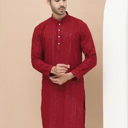 GRAGE Men Maroon Kurtas-image-85